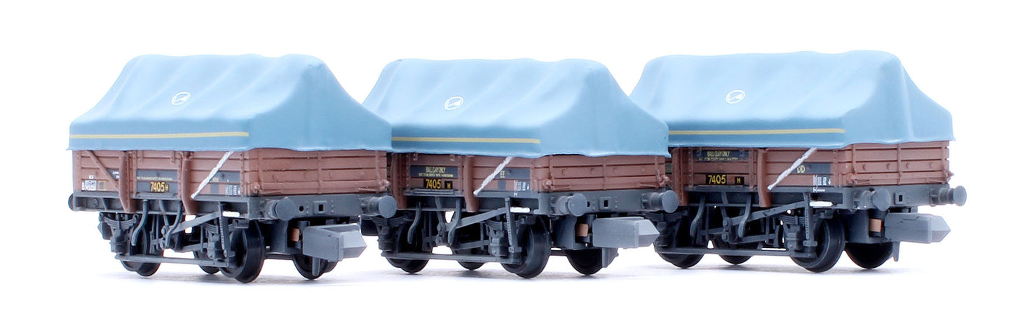 5 Plank China Clay 3-Wagon Pack BR Bauxite (TOPS) with Tent Canopy No.B743029, B743367 & B743806 - Weathered
