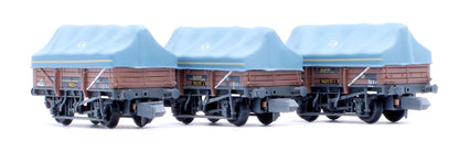 5 Plank China Clay 3-Wagon Pack BR Bauxite (TOPS) with Tent Canopy No.B743029, B743367 & B743806 - Weathered