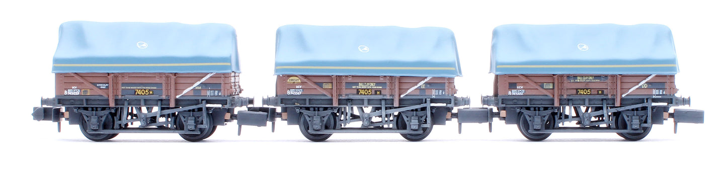 5 Plank China Clay 3-Wagon Pack BR Bauxite (TOPS) with Tent Canopy No.B743029, B743367 & B743806 - Weathered