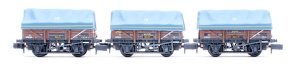 5 Plank China Clay 3-Wagon Pack BR Bauxite (TOPS) with Tent Canopy No.B743029, B743367 & B743806 - Weathered