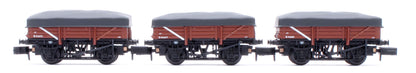 5 Plank China Clay 3-Wagon Pack BR Bauxite (Early) with Flat Canopy No.B743073, B743077 & B743081
