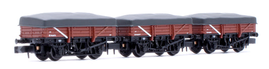 5 Plank China Clay 3-Wagon Pack BR Bauxite (Early) with Flat Canopy No.B743073, B743077 & B743081