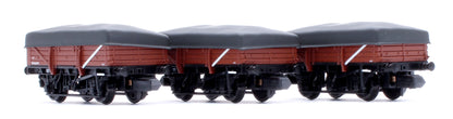 5 Plank China Clay 3-Wagon Pack BR Bauxite (Early) with Flat Canopy No.B743073, B743077 & B743081