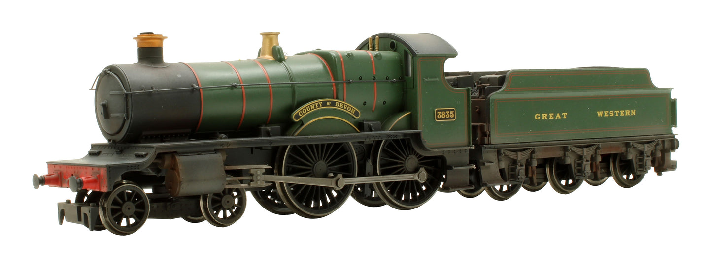 Pre-Owned R3277 RailRoad GWR 4-4-0 County Class 'County Of Devon' 3835' Steam Locomotive - DCC Fitted - Custom Weathered