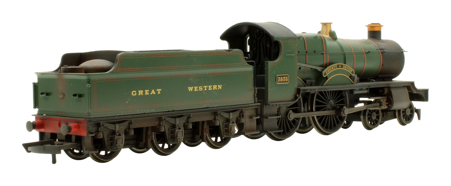 Pre-Owned R3277 RailRoad GWR 4-4-0 County Class 'County Of Devon' 3835' Steam Locomotive - DCC Fitted - Custom Weathered