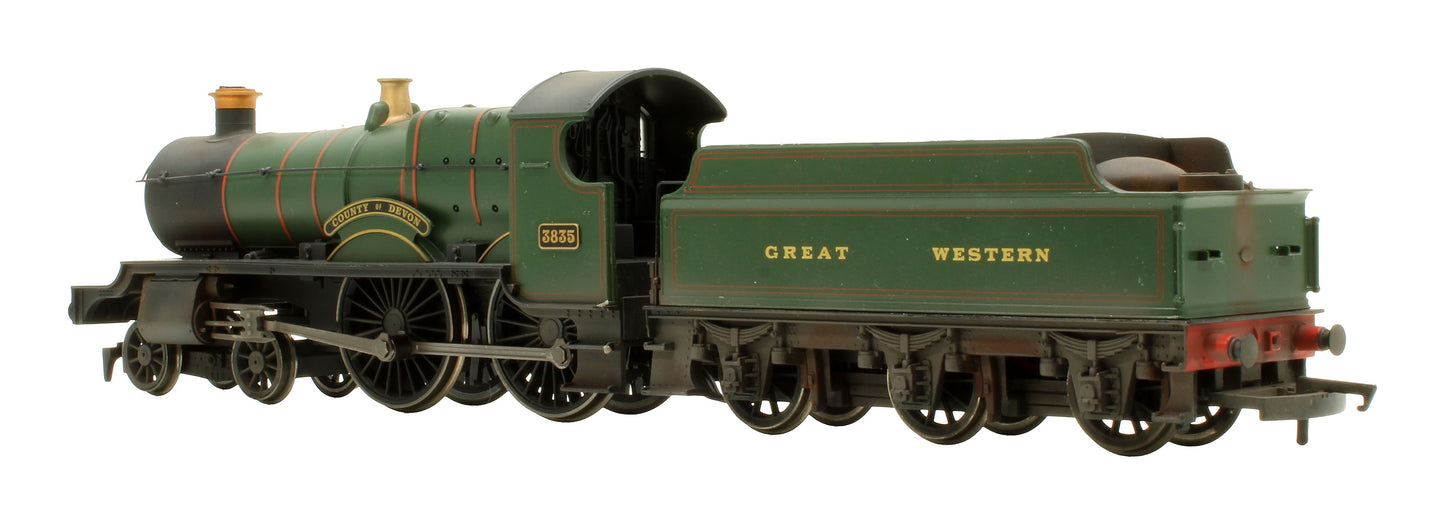 Pre-Owned R3277 RailRoad GWR 4-4-0 County Class 'County Of Devon' 3835' Steam Locomotive - DCC Fitted - Custom Weathered