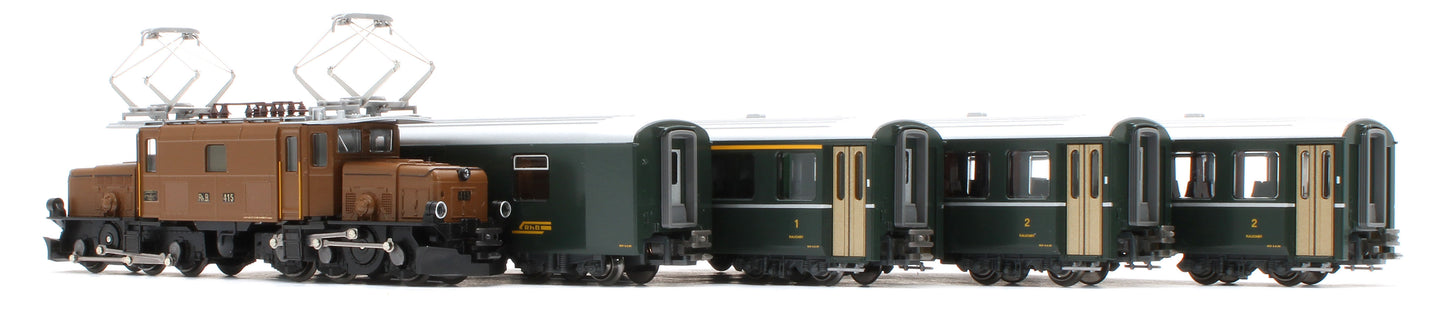 10-1987 RhB Ge6/6 I 415 Crocodile Electric Passenger Train Pack IV