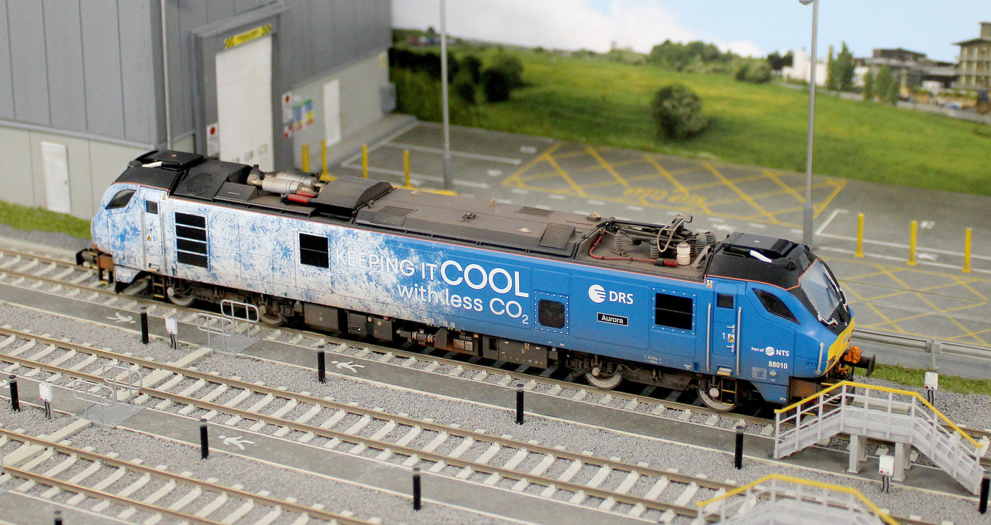 Highly Detailed Premium Weathered Class 88 'Aurora' 88010 DRS Refrigerated Rail Electro-Diesel Locomotive (DCC Sound & Working Pantograph)