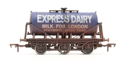 Pre-Owned 'Express Dairy' 6 Wheel Milk Tank Wagon - Weathered