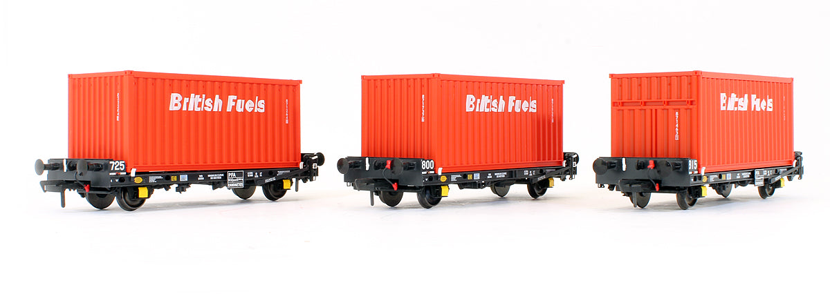 Pre-Owned Set of 3 PFA Container Flat Wagons 'British Fuels'