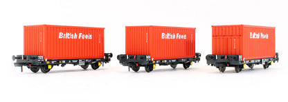 Pre-Owned Set of 3 PFA Container Flat Wagons 'British Fuels'