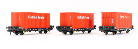 Pre-Owned Set of 3 PFA Container Flat Wagons 'British Fuels'