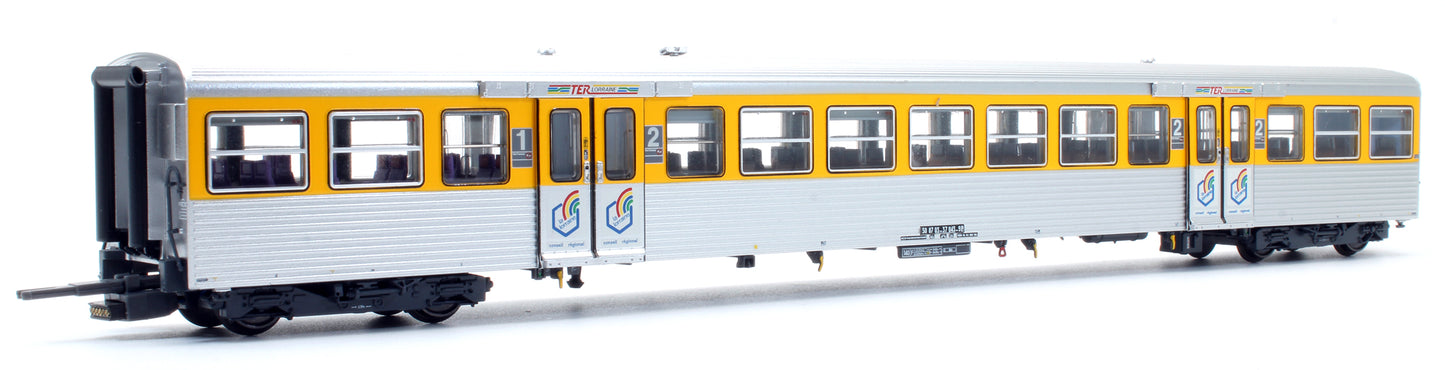 Pre-Owned SNCF Regional Push-Pull Yellow/Stainless Steel Coaches (Set of 3) - DCC Fitted