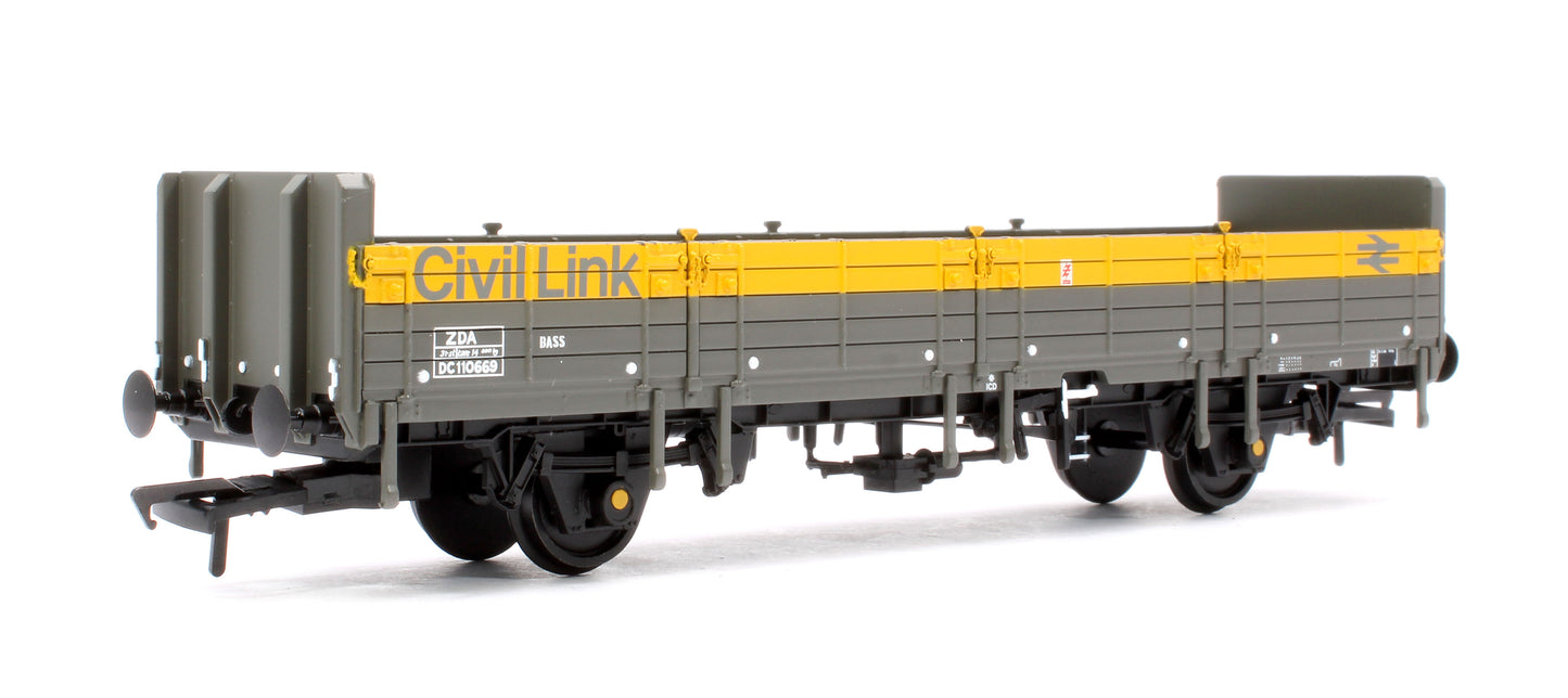 BR ZDA 'Bass' Open Wagon Low Ends BR Eng. 'Civil Link' Grey & Yellow No.DC110669