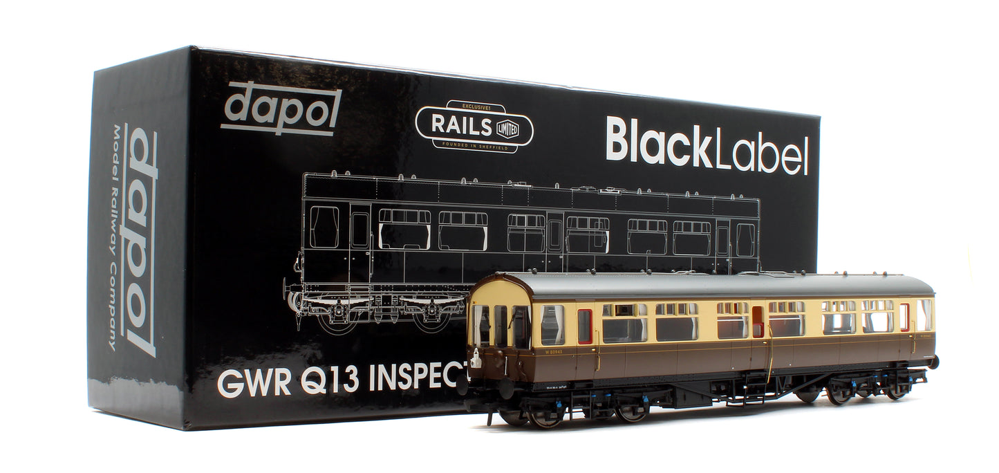 Black Label GWR Great Western Q13 Inspection Saloon, BR WR Chocolate & Cream W80943