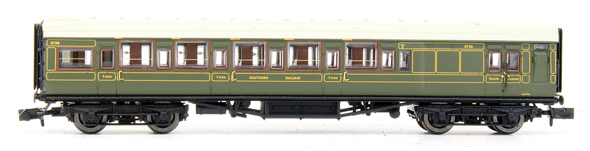 Pre-Owned Maunsell High Window 4 coach Set Lined Olive Green Set # 193
