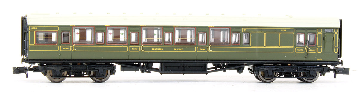 Pre-Owned Maunsell High Window 4 coach Set Lined Olive Green Set # 193