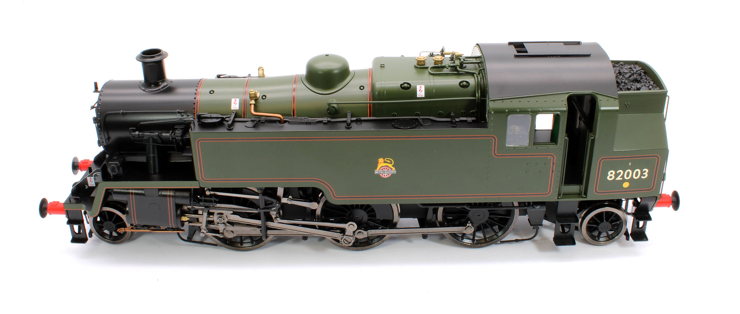 British Railways Standard 3MT 2-6-2T Lined Green Early Crest 82003 - Steam Tank Locomotive