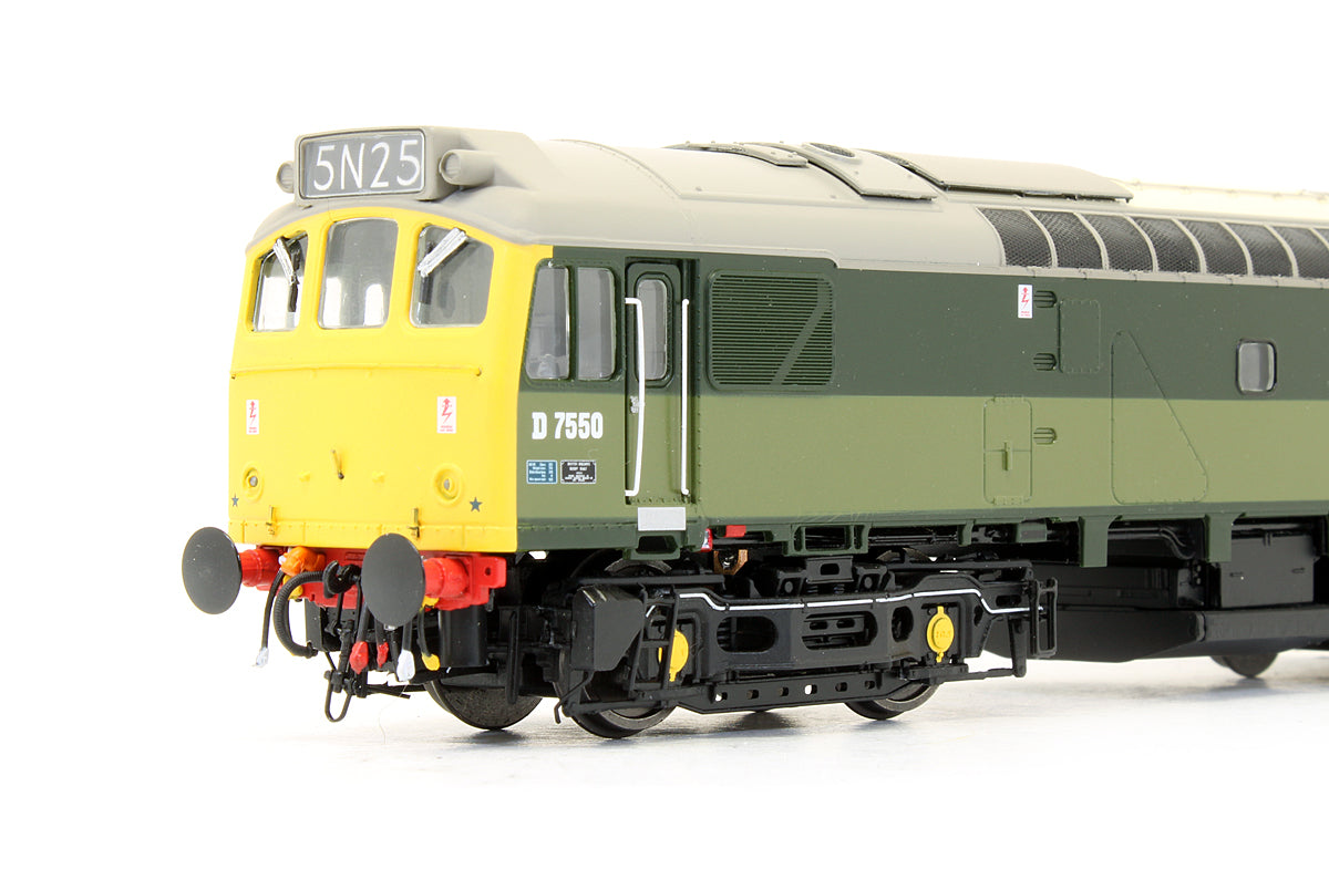 Pre-Owned Class 25/3 - D7550 BR Two Tone Green with full yellow ends and BR Blue data panel Diesel Locomotive