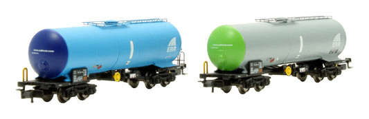 Pre-Owned HN6537-1 Arnold N Scale ERR Pack of 2x 4-Axle Tank Wagons Era VI