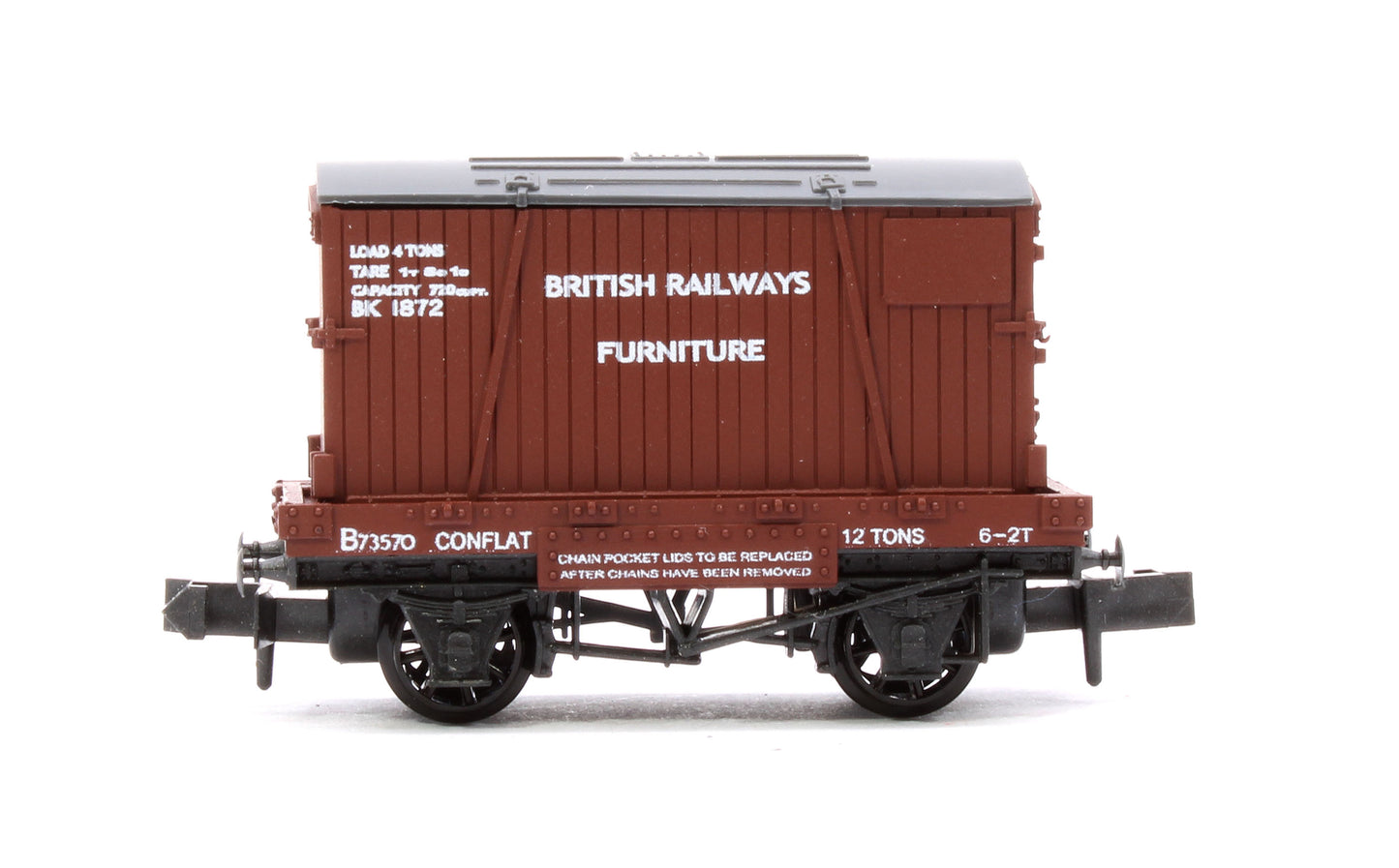 BR Furniture Removals Conflat Wagon No.73570 with Container