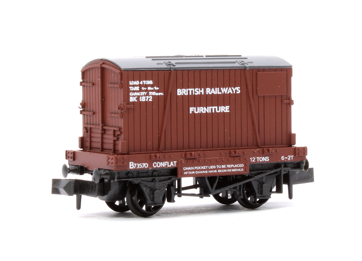 BR Furniture Removals Conflat Wagon No.73570 with Container