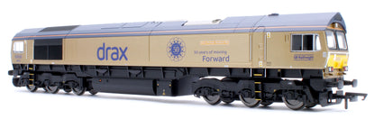 R30461 RailRoad GB Railfreight Class 66 Co-Co Drax 50th Anniversary Gold 66301 ‘Drax Power Station 50’ Diesel Locomotive