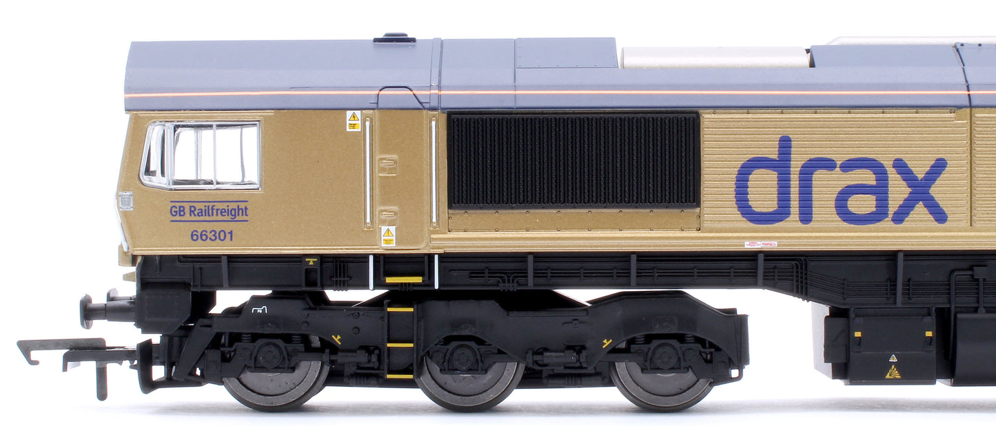 R30461 RailRoad GB Railfreight Class 66 Co-Co Drax 50th Anniversary Gold 66301 ‘Drax Power Station 50’ Diesel Locomotive