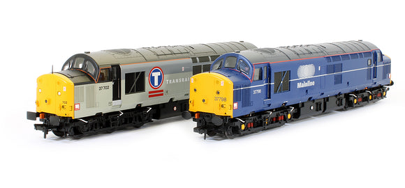 Pre-Owned Class 37/7 Twin Pack Class 37702 'Taff Merthyr' Transrail & Class 37798 Mainline Blue (Special Edition)