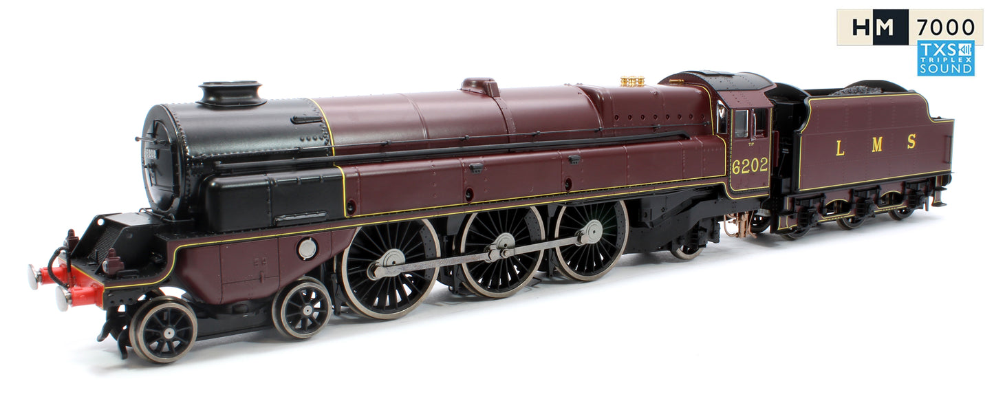 Princess Royal Class 'The Turbomotive' 4-6-2 LMS Crimson Lake 6202 Steam Locomotive - DCC Sound Fitted