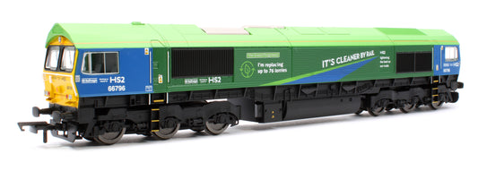 Class 66/7 66796 "The Green Progressor" GB Railfreight HS2 Green & Blue Diesel Locomotive