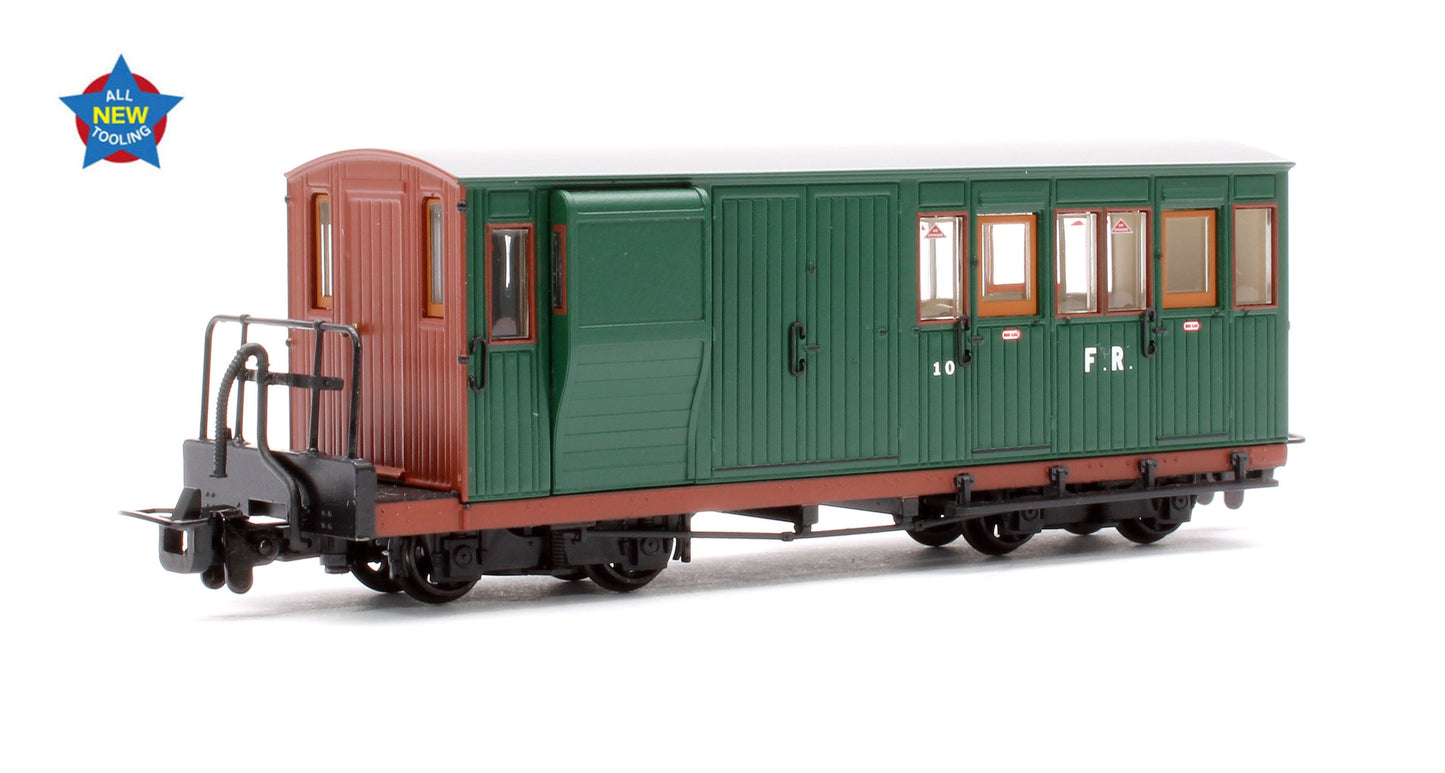 Pre-Owned Ffestiniog Railway Brake Third No. 10 FR Green with Red Ends