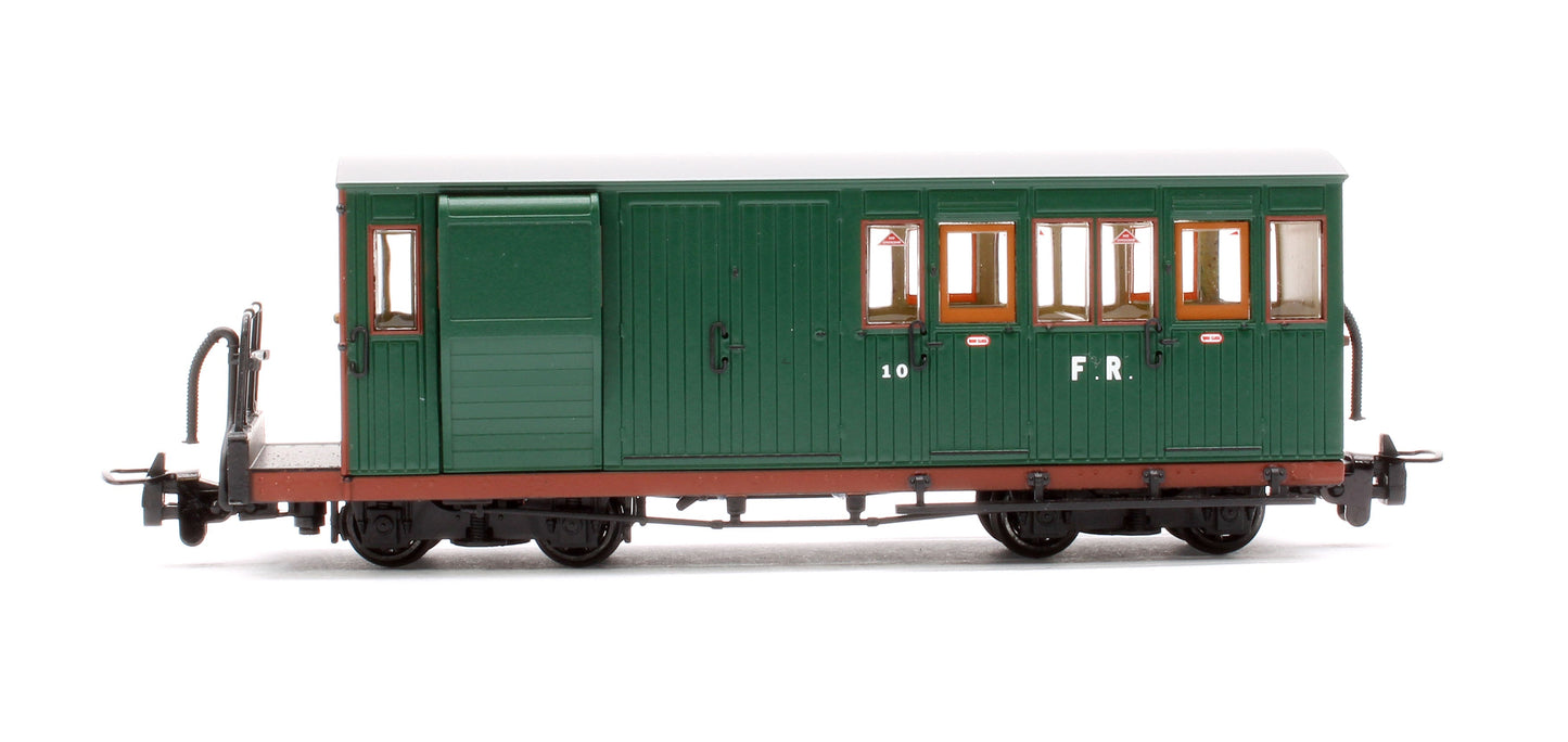 Pre-Owned Ffestiniog Railway Brake Third No. 10 FR Green with Red Ends