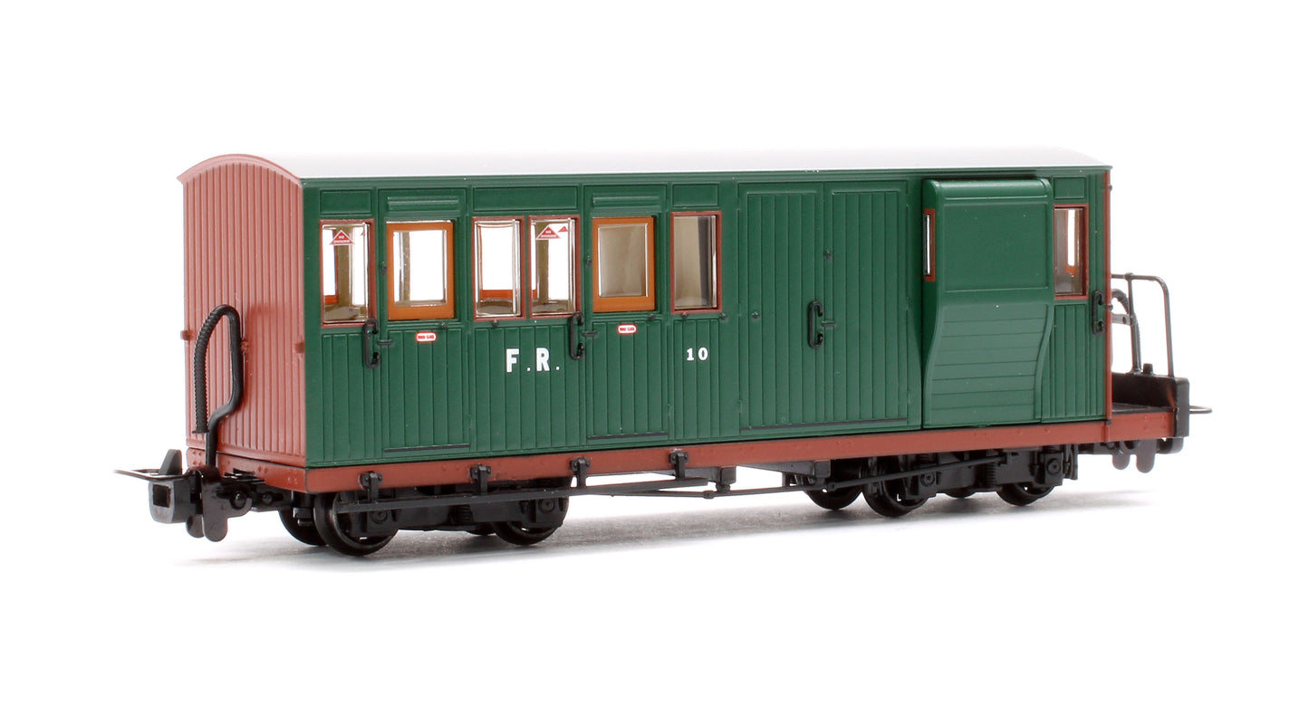 Ffestiniog Railway Brake Third No. 10 FR Green with Red Ends