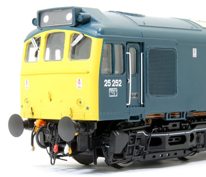 Pre-Owned Class 25 252 (LMR) BR Rail Blue with full yellow ends (single, central double arrows) and head code panel Diesel Locomotive