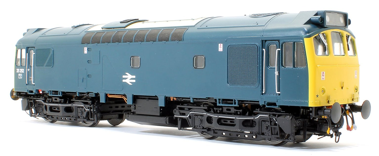 Pre-Owned Class 25 252 (LMR) BR Rail Blue with full yellow ends (single, central double arrows) and head code panel Diesel Locomotive