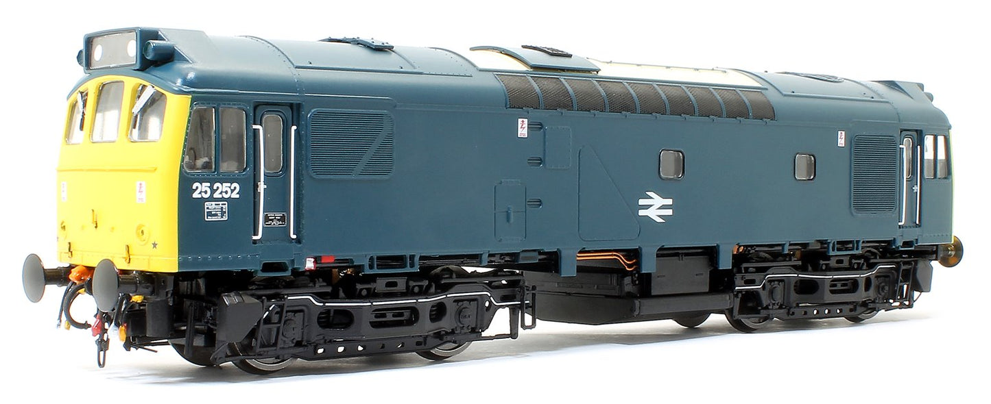 Pre-Owned Class 25 252 (LMR) BR Rail Blue with full yellow ends (single, central double arrows) and head code panel Diesel Locomotive