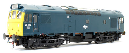 Pre-Owned Class 25 252 (LMR) BR Rail Blue with full yellow ends (single, central double arrows) and head code panel Diesel Locomotive