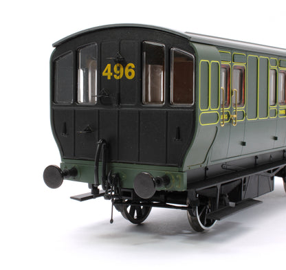 Stroudley 4 Wheel Electrically Lit Brake 3rd Southern Lined Green 4143 - Light Bar Fitted