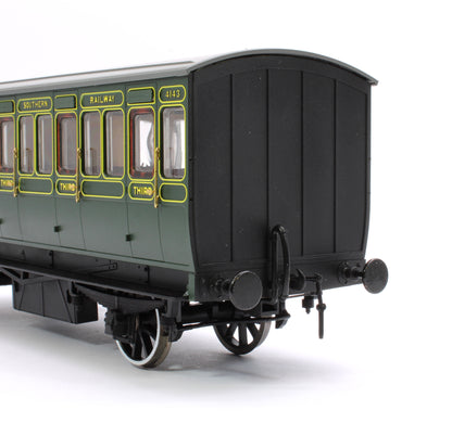 Stroudley 4 Wheel Electrically Lit Brake 3rd Southern Lined Green 4143 - Light Bar Fitted