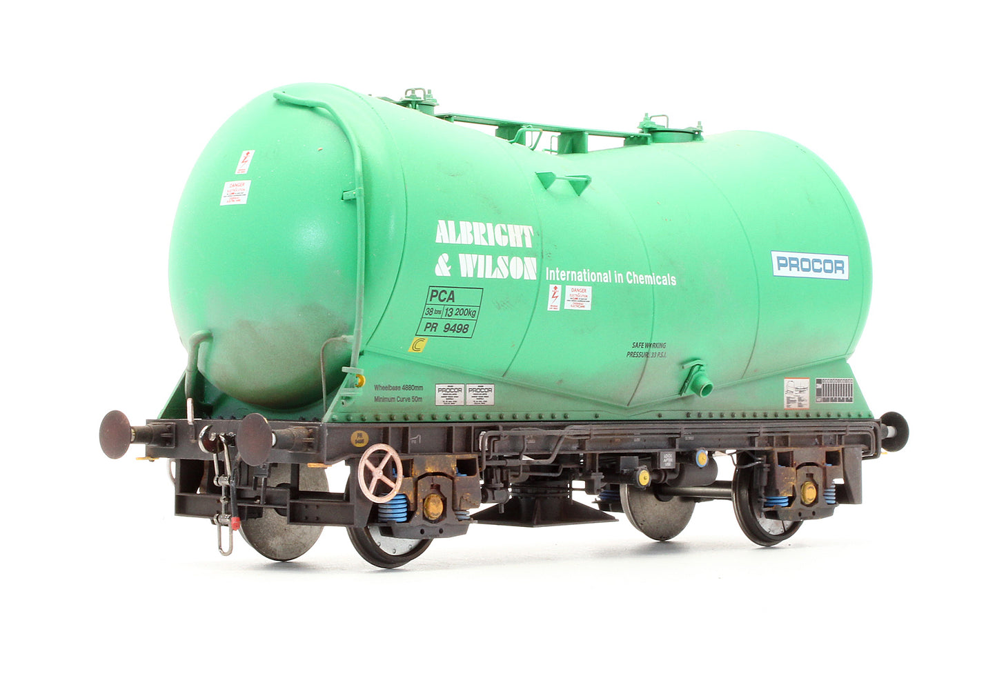 Pre-Owned PCA Tank Wagon PR 9498 Albright & Wilson Green (Procor) - Custom Weathered