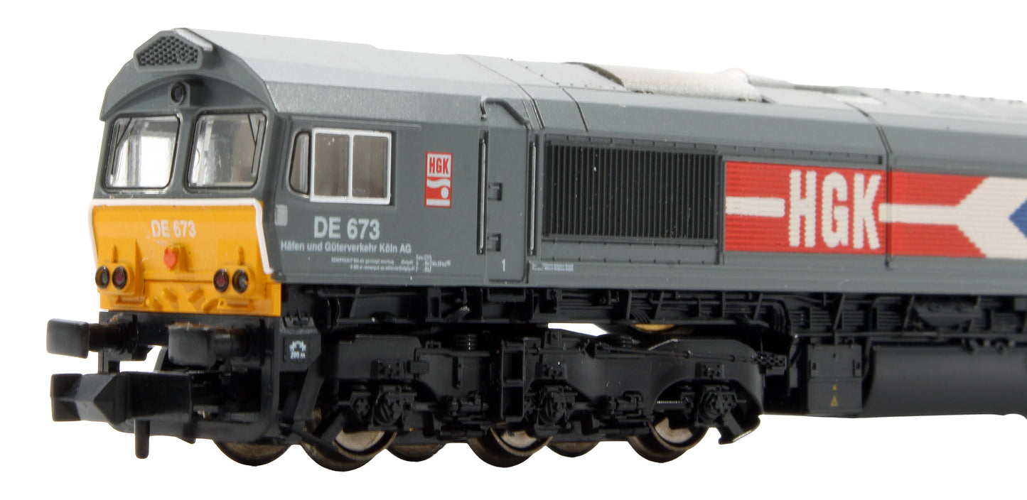 Pre-Owned Kato K10818 Class 66 DE 673 in HGK Livery