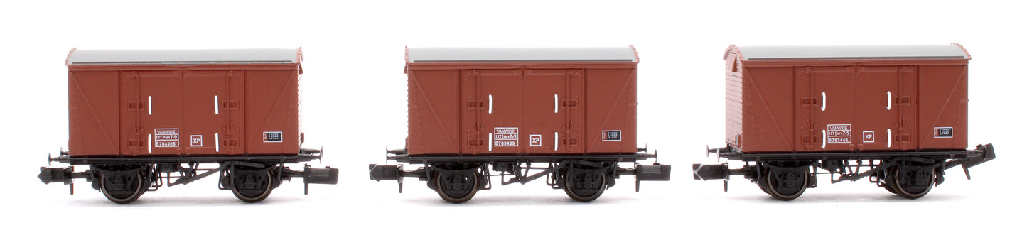 Set of 3 BR 12T Vanwide Ventilated Vans, BR Bauxite (Late)