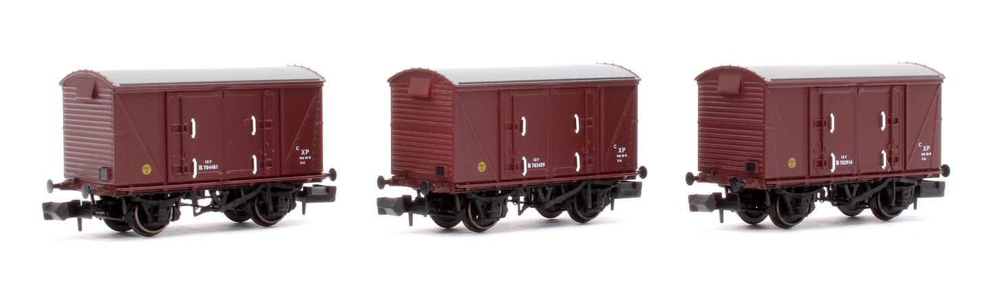 Set of 3 BR 12T Vanwide Ventilated Vans, BR Freight Brown XP