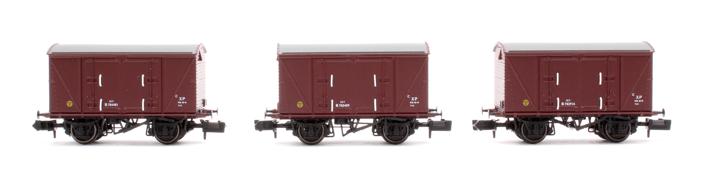 Set of 3 BR 12T Vanwide Ventilated Vans, BR Freight Brown XP