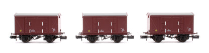 Set of 3 BR 12T Vanwide Ventilated Vans, BR Freight Brown XP