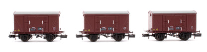 Set of 3 BR 12T Vanwide Ventilated Vans, BR Freight Brown VMV XP