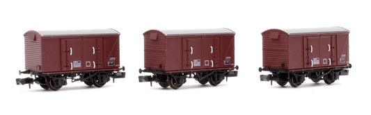 Set of 3 BR 12T Vanwide Ventilated Vans, BR Freight Brown VEV