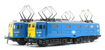 E/49-B6-S2 "EM1" 76001 & 76009 BR Class 76 Corporate Gloss Blue with Full Yellow Ends Electric Locomotives Wooden Box Presentation Set - Set 2