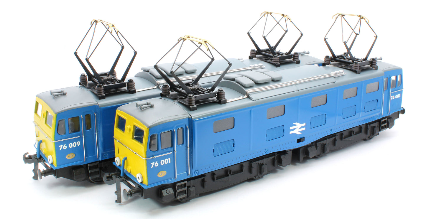 E/49-B6-S2 "EM1" 76001 & 76009 BR Class 76 Corporate Gloss Blue with Full Yellow Ends Electric Locomotives Wooden Box Presentation Set - Set 2